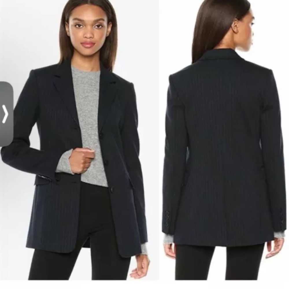 NWT Theory Cardinal Pinstripe Knit 3- Button Blazer Jacket Sz8 $535